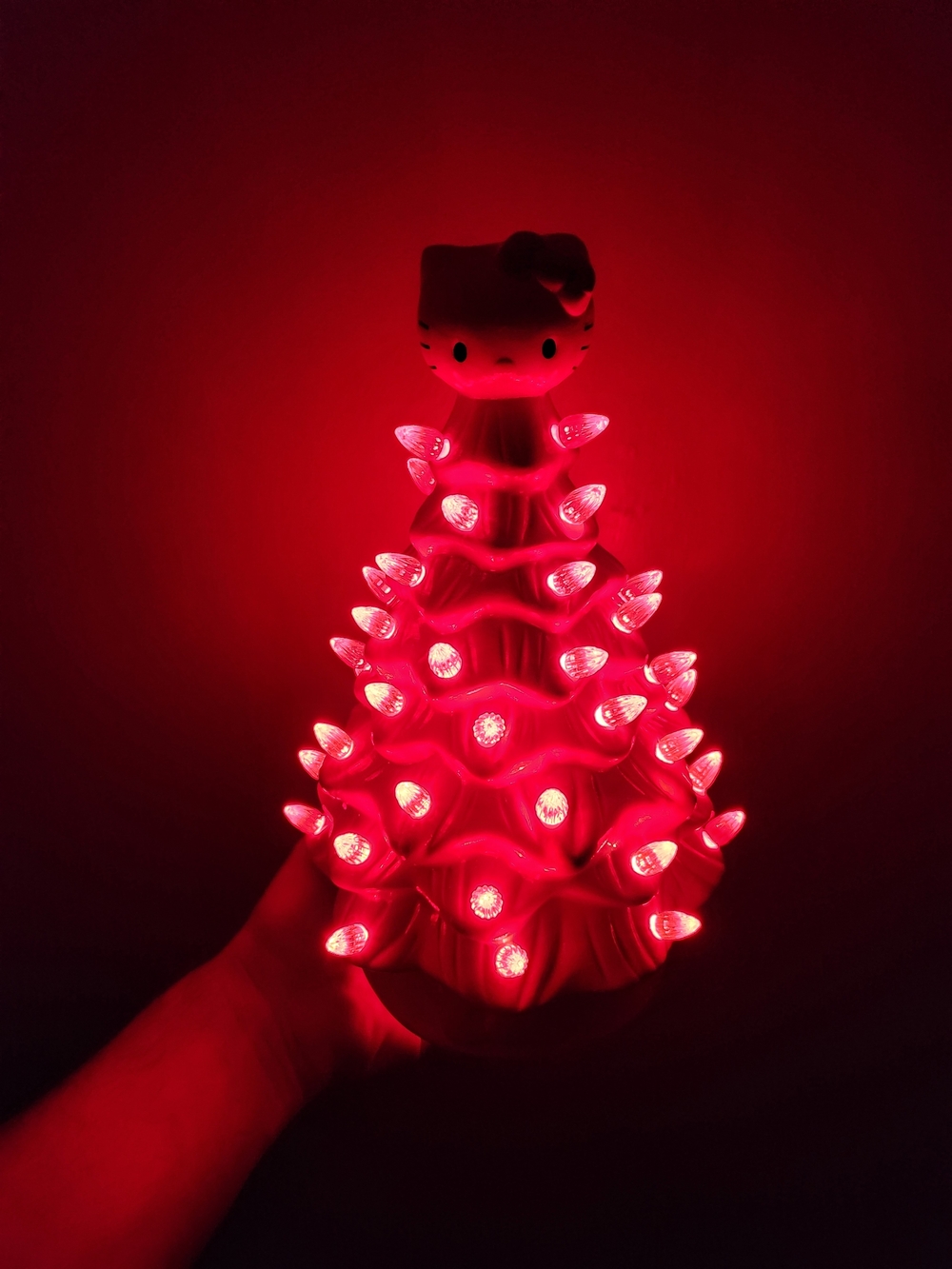 Hello Kitty Red Light-Up Ceramic Tree Figurine